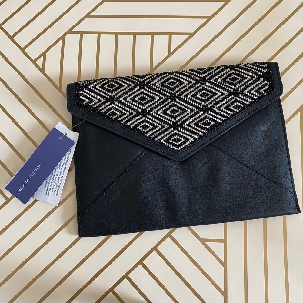 Rebecca Minkoff Leo Black and White Beaded Clutch
